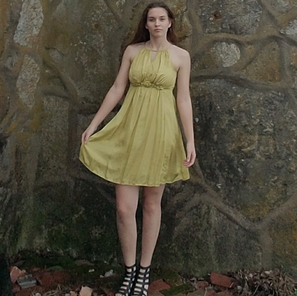 Mustard baby doll dress